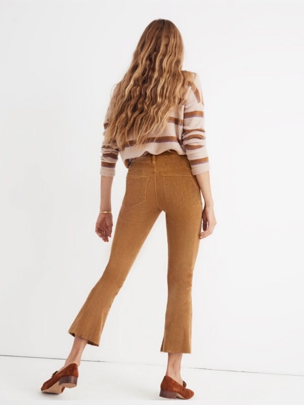 Madewell Tan Camel Corduroy Cali Demi Boot Pants 25 - Picture 3 of 10
